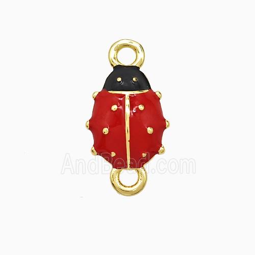 Copper Ladybug Connector Red Enamel Gold Plated