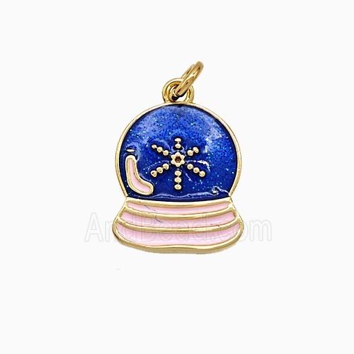 Copper Earth Pendant Blue Painted Gold Plated