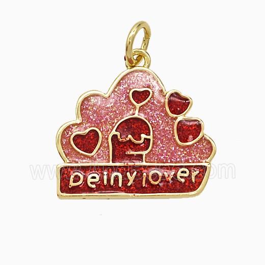 Copper Heart Pendant Red Painted Deinylover Gold Plated