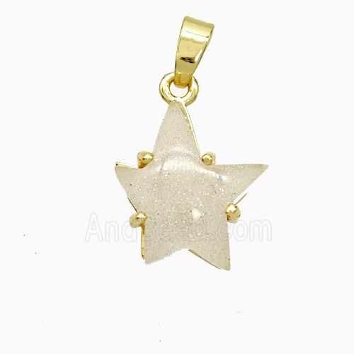 White Resin Star Pendant Copper Gold Plated