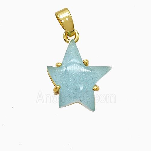 Blue Resin Star Pendant Copper Gold Plated