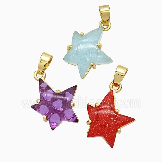 Resin Star Pendant Copper Gold Plated Mixed
