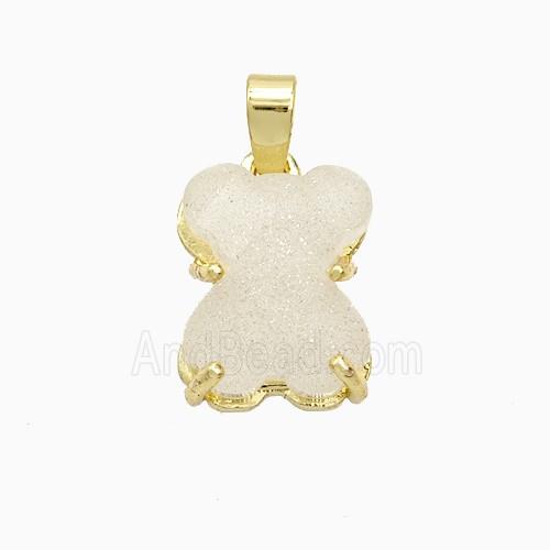 White Resin Bear Pendant Copper Gold Plated