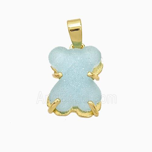 Purple Resin Bear Pendant Copper Gold Plated