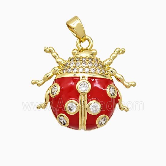 Enamel Copper Pendant Pave Zircon, Gold Plated
