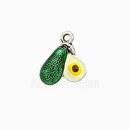Copper Pear Pendant Green Painted Platinum Plated