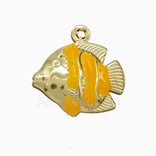Enamel Copper Pendant, Gold Plated