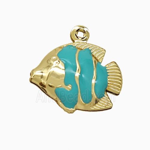 Enamel Copper Pendant, Gold Plated