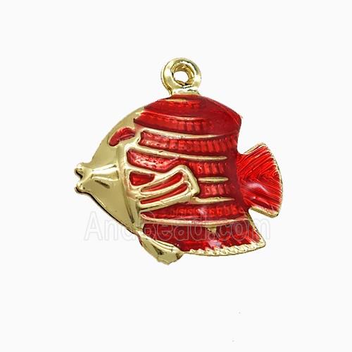 Enamel Copper Pendant, Gold Plated