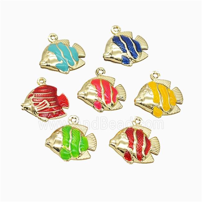 Enamel Copper Pendant, Gold Plated