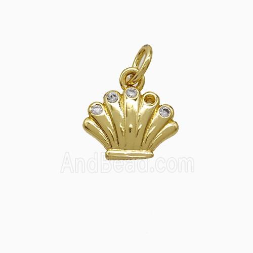 Copper Pendant Pave Zircon, Gold Plated