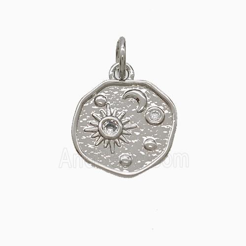 Copper Pendant Pave Zircon, Gold Plated
