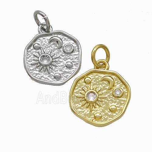 Copper Pendant Pave Zircon, Gold Plated