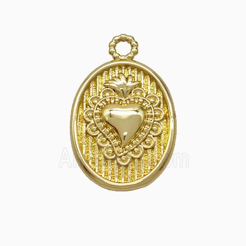 Copper Heart Pendant Oval Gold Plated