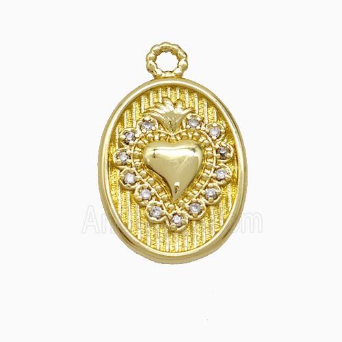 Copper Pendant Pave Zircon, Gold Plated
