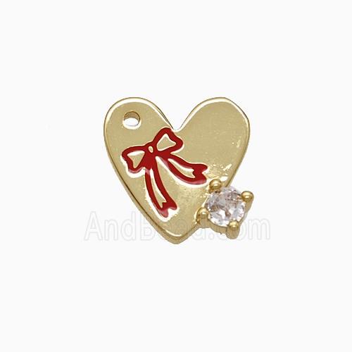 Copper Heart Pendant Red Enamel Awareness Ribbons Gold Plated