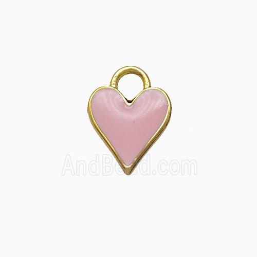 Copper Heart Pendant Pink Enamel Gold Plated