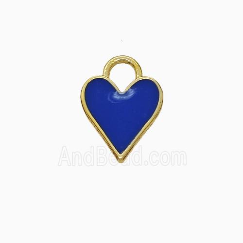 Copper Heart Pendant Royalblue Enamel Gold Plated