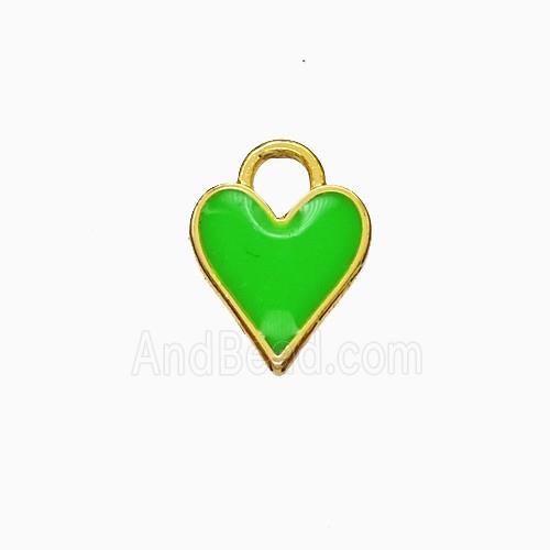 Copper Heart Pendant Green Enamel Gold Plated