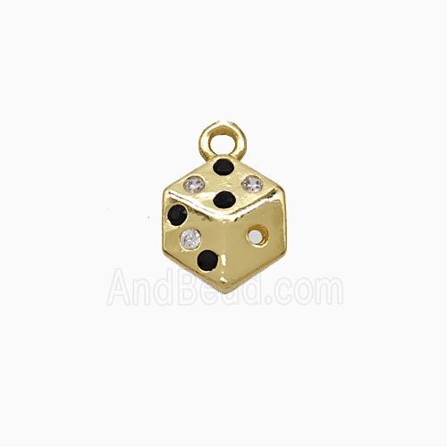 Copper Dice Pendant Pave Zirconia Gold Plated