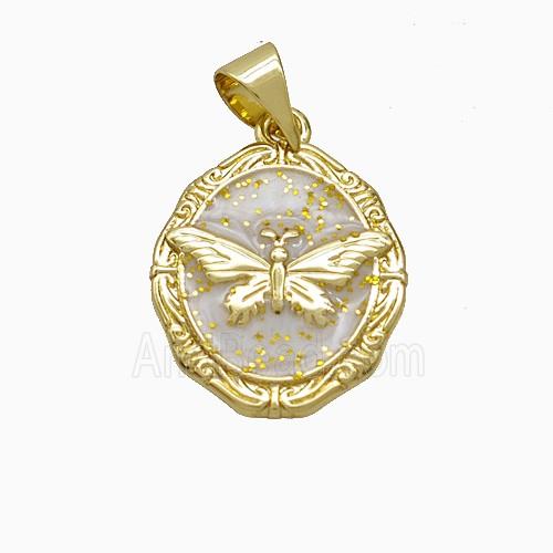 Copper Pendant Pave Zircon, Gold Plated