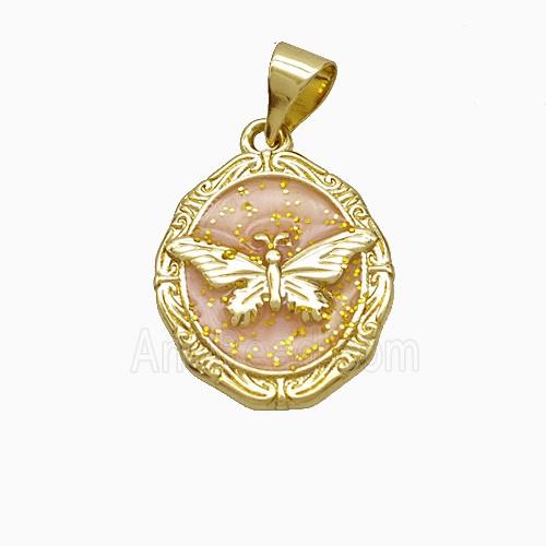 Copper Pendant Pave Zircon, Gold Plated