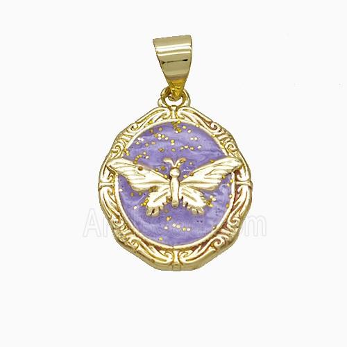 Copper Pendant Pave Zircon, Gold Plated