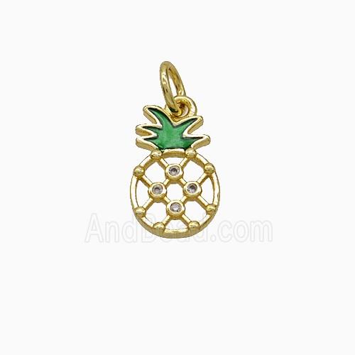 Copper Pendant Pave Zircon, Gold Plated