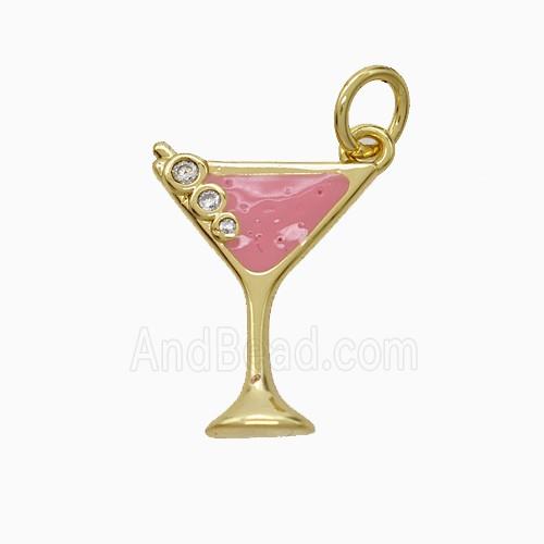 Copper Pendant Pave Zircon, Gold Plated