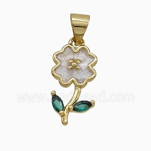 Copper Pendant Pave Zircon, Gold Plated