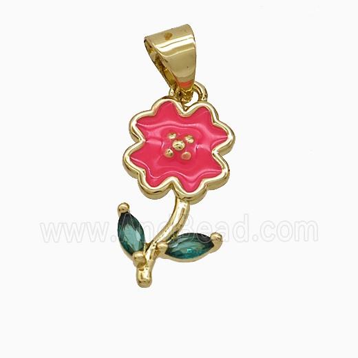 Copper Pendant Pave Zircon, Gold Plated
