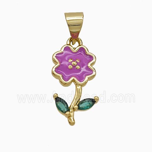 Copper Pendant Pave Zircon, Gold Plated