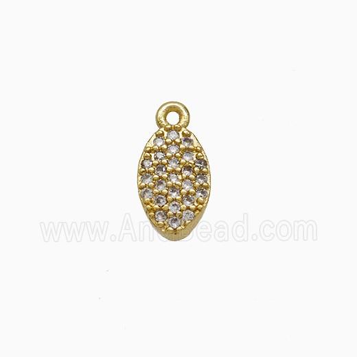 Copper Oval Pendant Pave Zirconia Gold Plated