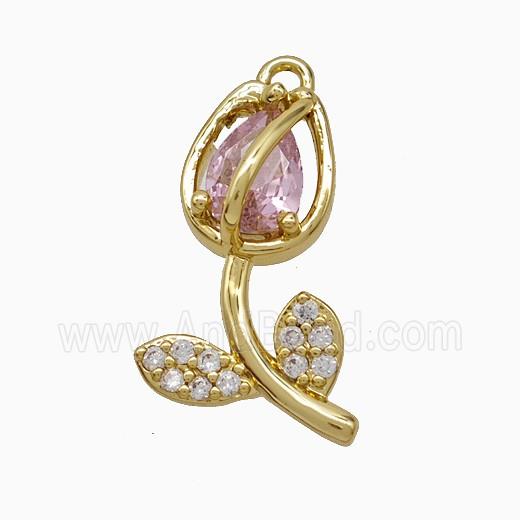 Copper Pendant Pave Zircon, Gold Plated