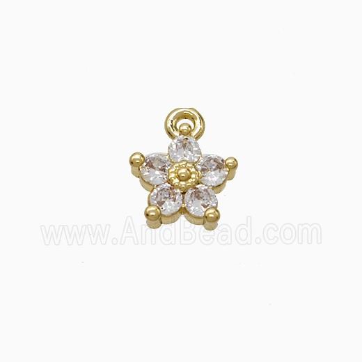 Copper Flower Pendant Pave Zirconia Gold Plated