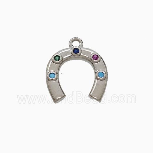 Copper Horseshoe Pendant Pave Zirconia Platinum Plated