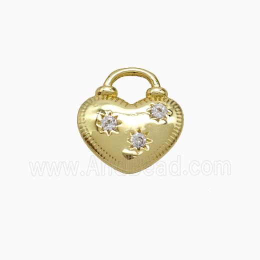 Copper Heart Pendant Pave Zirconia Gold Plated