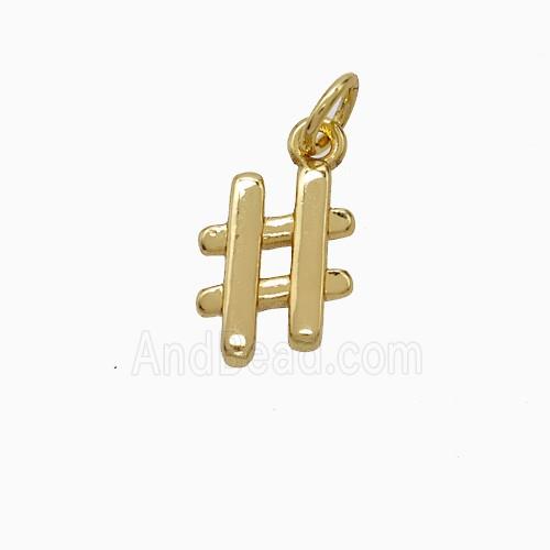 Hashtag Charms Copper Sign Pendant Gold Plated