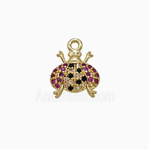 Copper Ladybug Pendant Pave Zirconia Gold Plated