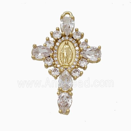 Copper Pendant Pave Zircon, Gold Plated