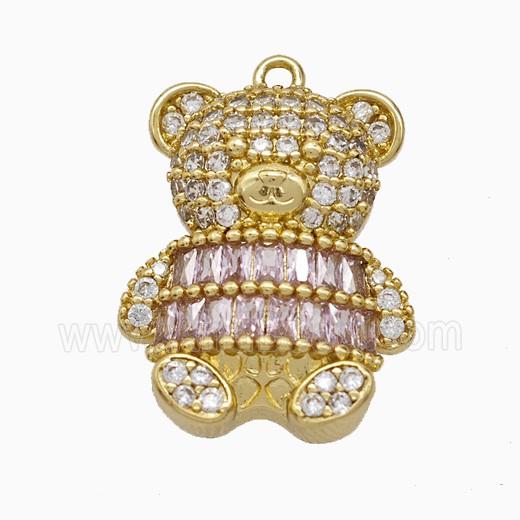 Copper Bear Pendant Pave Zirconia Gold Plated