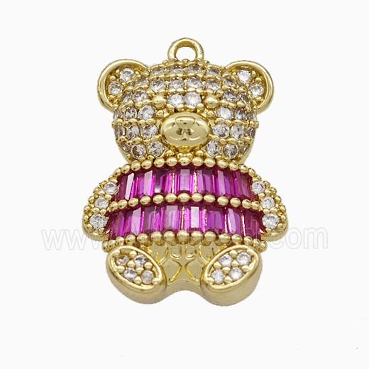 Copper Bear Pendant Pave Zirconia Gold Plated