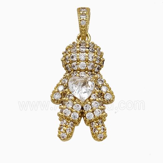 Copper Pendant Pave Zircon, Gold Plated