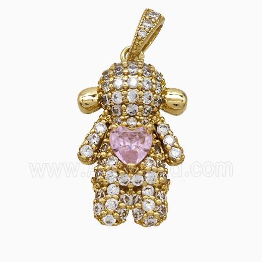 Copper Pendant Pave Zircon, Gold Plated