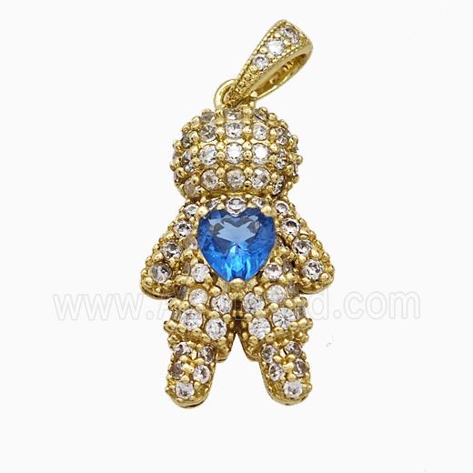 Copper Pendant Pave Zircon, Gold Plated