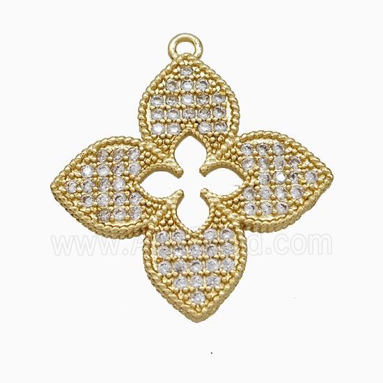 Copper Pendant Pave Zircon, Gold Plated