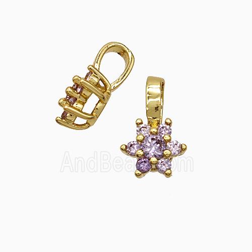 Copper Pendant Pave Zircon, Gold Plated