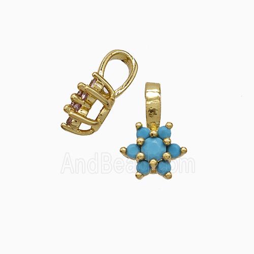 Copper Pendant Pave Zircon, Gold Plated
