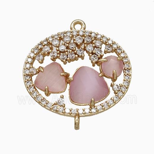 Copper Pendant Pave Zircon, Gold Plated