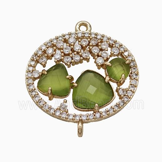 Copper Pendant Pave Zircon, Gold Plated